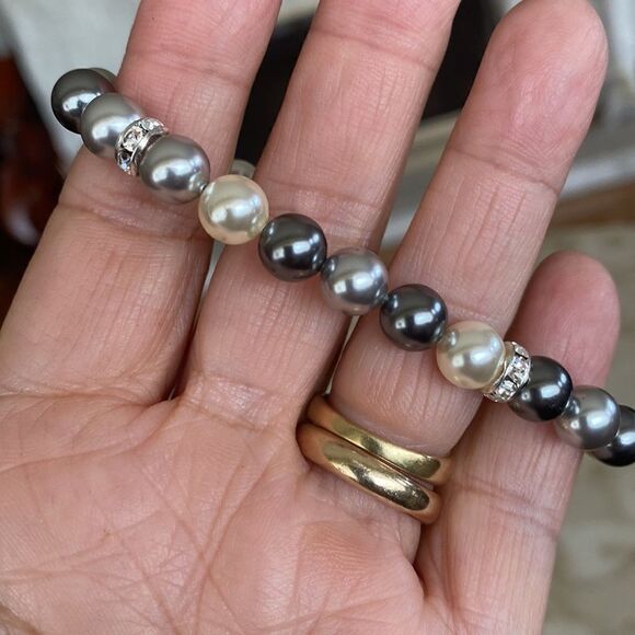 CRYSTALP Carmen Pearl Halskette Austrian Crystal & Faux Pearl Bracelet - Picture 2 of 10